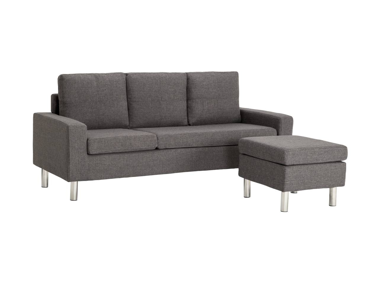 VERMONT 3-Sits Vändbar Divansoffa Mörkgrå