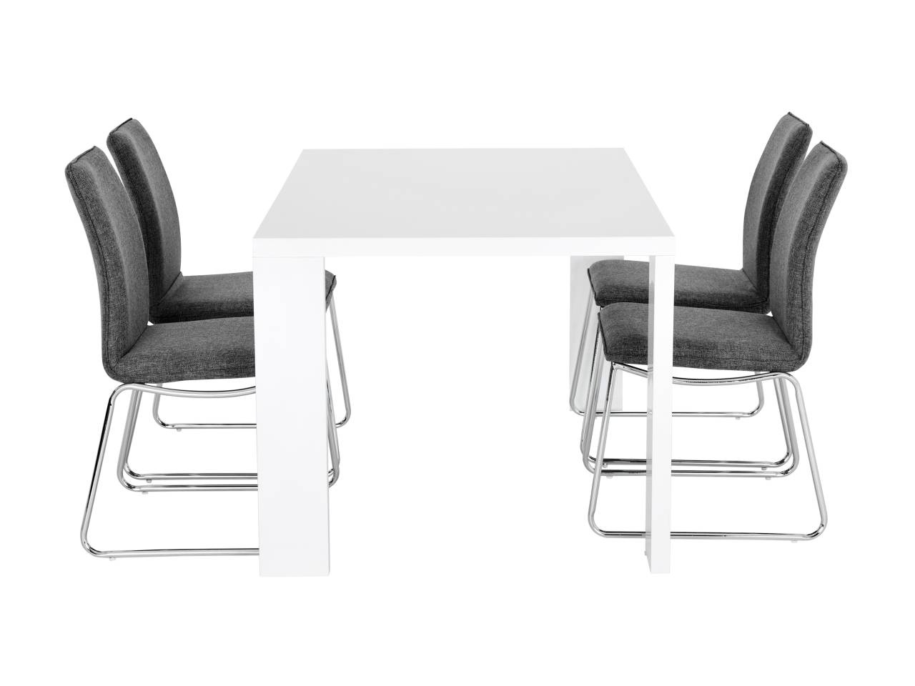 RÖNNE Bord 140 Vit + 4 LJUNGAN Stol Grå