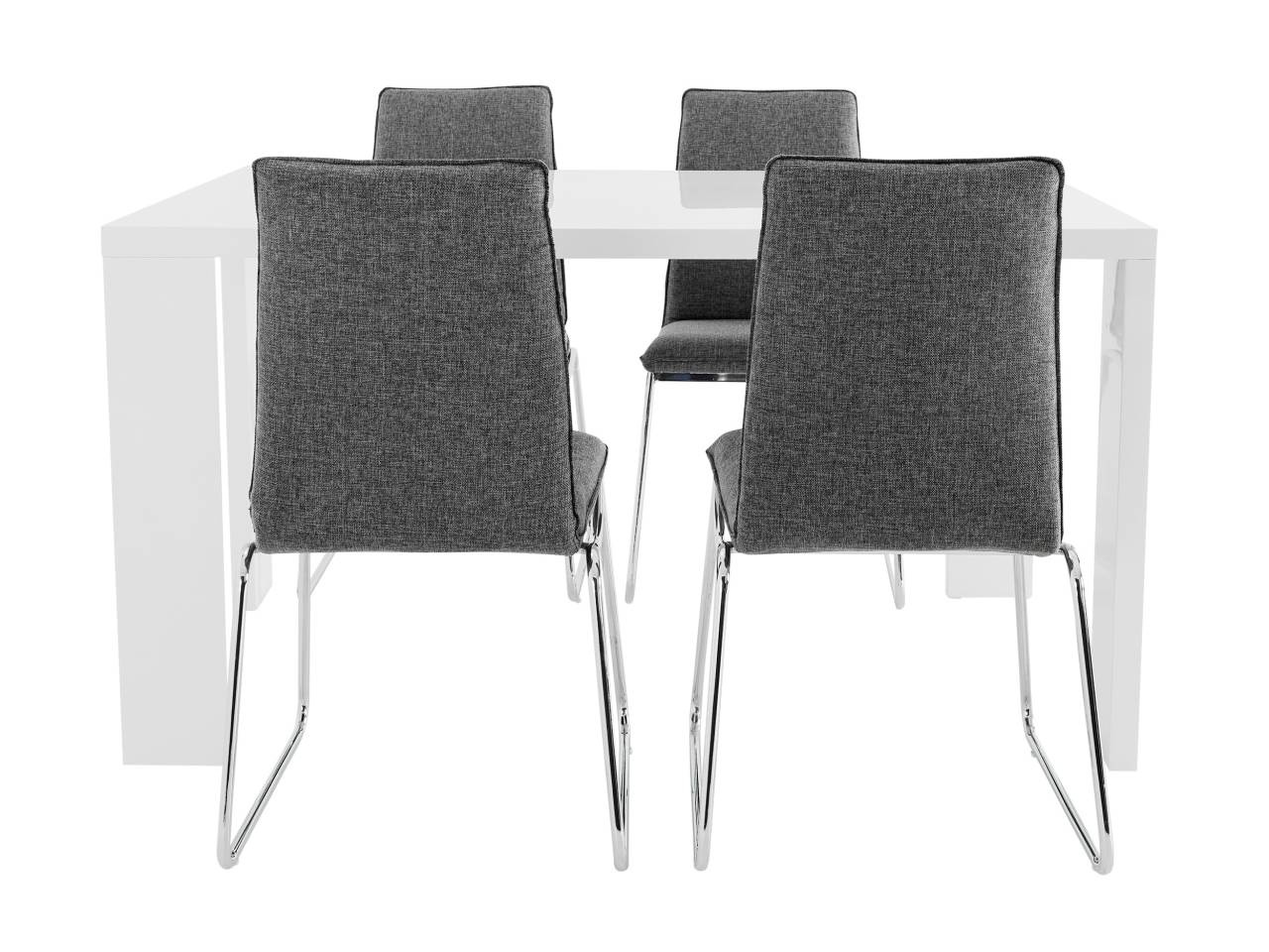 RÖNNE Bord 140 Vit + 4 LJUNGAN Stol Grå