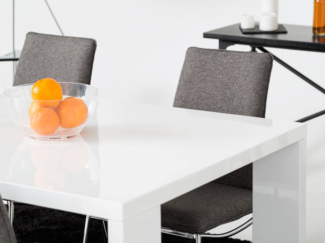 RÖNNE Bord 140 Vit + 4 LJUNGAN Stol Grå