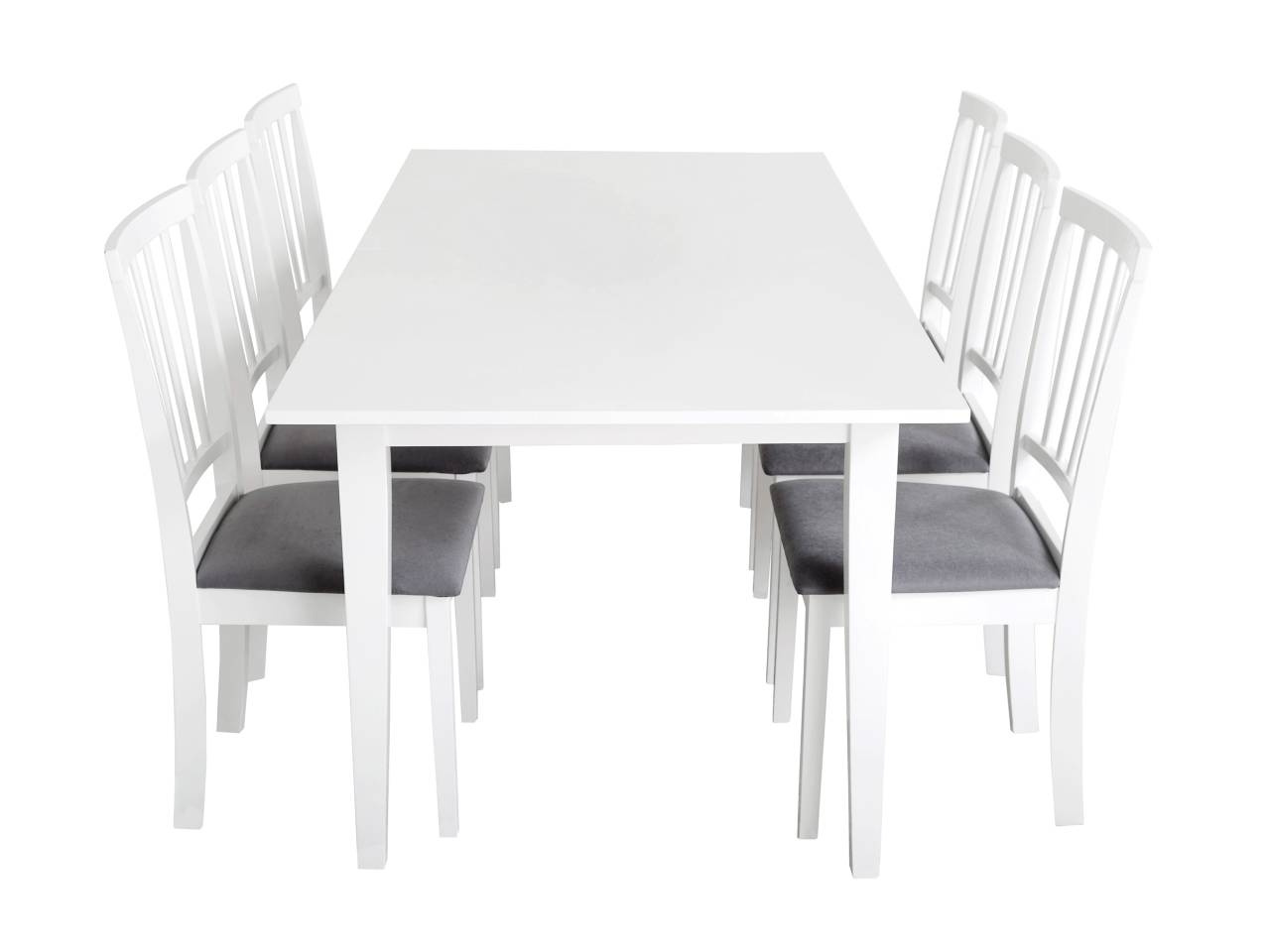 ALICE Bord 180 Vit + 6 Stolar Vit/Grå