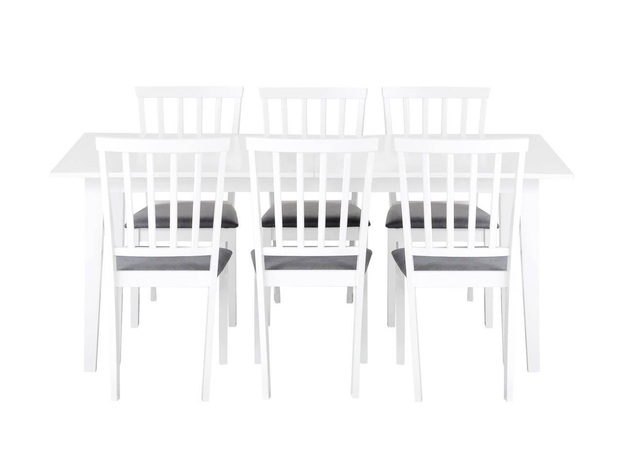 ALICE Bord 180 Vit + 6 Stolar Vit/Grå