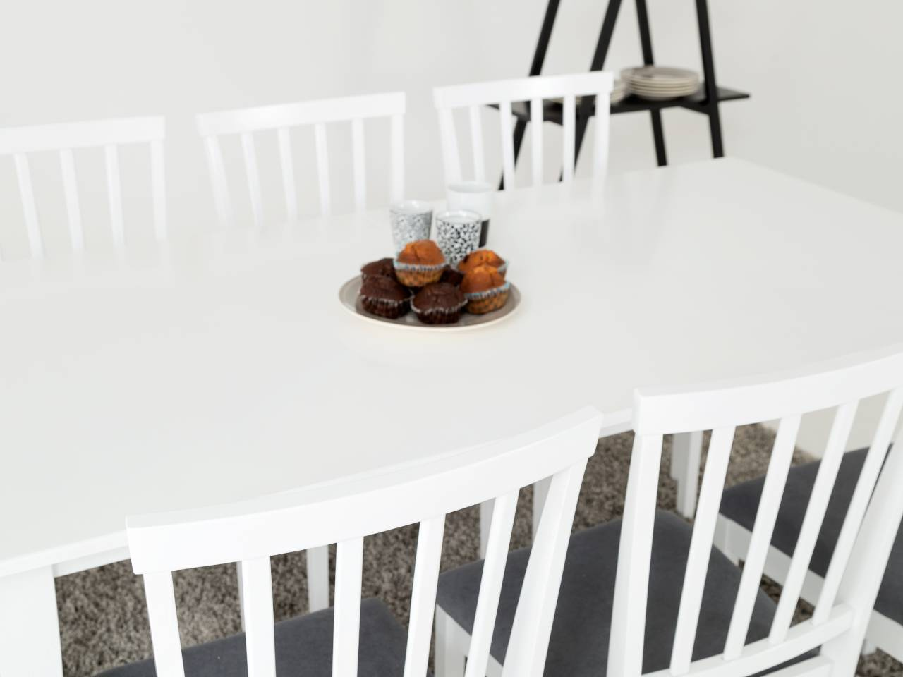 ALICE Bord 180 Vit + 6 Stolar Vit/Grå